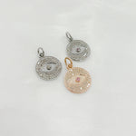 Load image into Gallery viewer, DC330. Diamond Sterling Silver Round Eye Charm with Gemstone