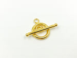 Load image into Gallery viewer, 925 Sterling Silver Gold Plated Toggle Lock 15mm Round. Toggle1GP
