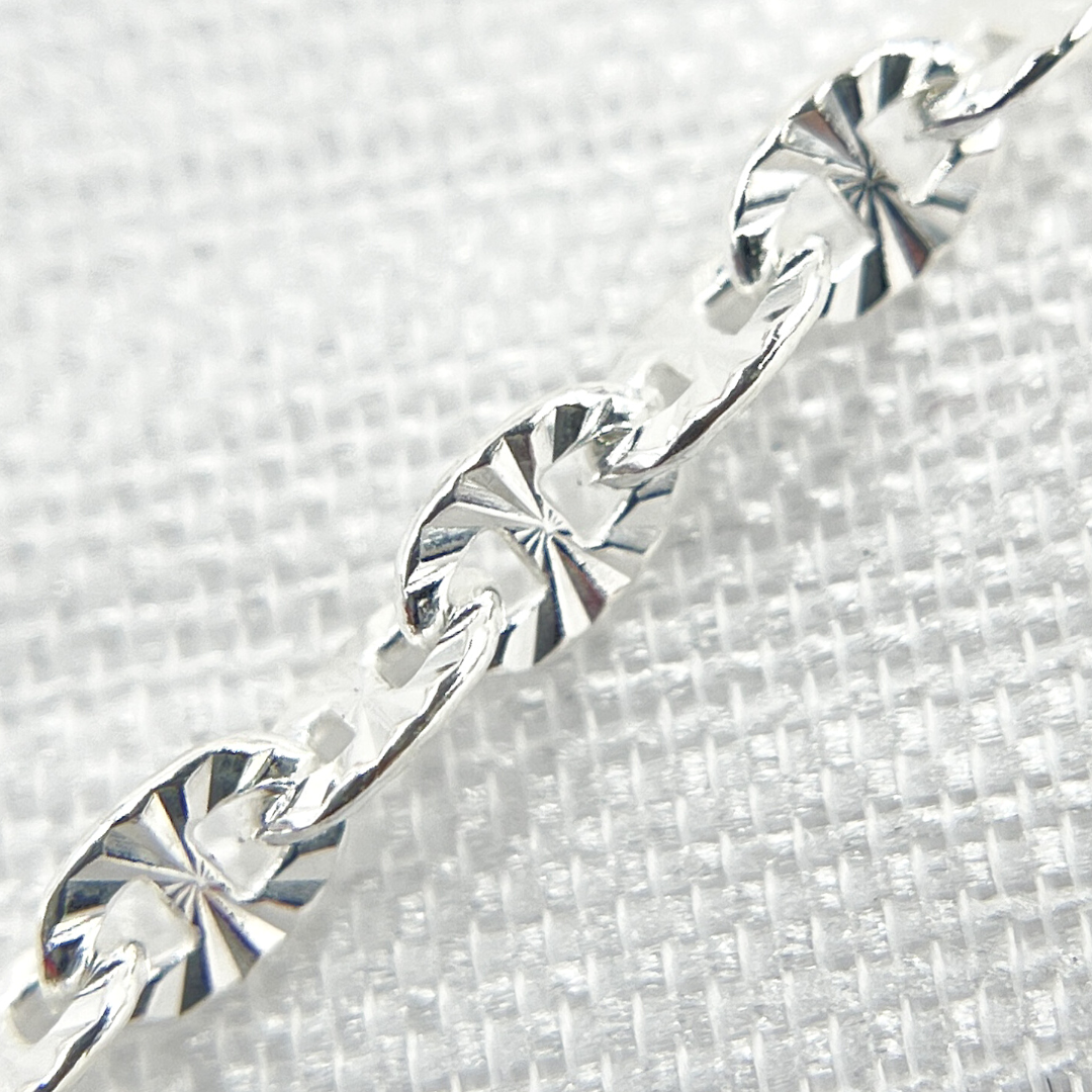 V91SS. Sterling Silver Diamond Cut Marina Chain