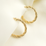 Load image into Gallery viewer, GER99. 14K Gold Twisted Hoop Earrings