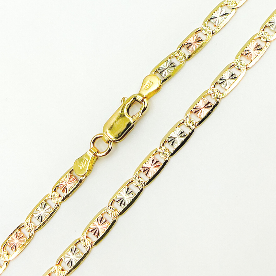 14K Solid Gold Tri-Color Marina Necklace