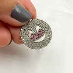 Load image into Gallery viewer, DC043. Diamond Sterling Silver Emoji Pendant with Gemstone