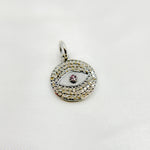 Load image into Gallery viewer, DC330. Diamond Sterling Silver Round Eye Charm with Gemstone