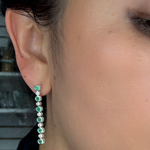 Load image into Gallery viewer, EFF52175EM. 14k Solid Gold Diamond and Emerald Dangle Circles Earrings