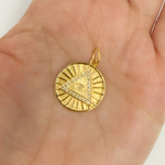 Load image into Gallery viewer, GDP100. 14K Solid Gold with Diamonds Circle Shape Eye of Providence Charm