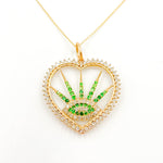 Load image into Gallery viewer, 14K Solid Gold Evil Eye Heart Pendant