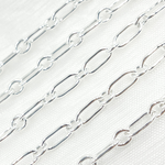 Load image into Gallery viewer, Sterling Silver Hollow Smooth Paperclip Long & Short Link Chains