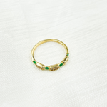 Load image into Gallery viewer, 14K Solid Gold Diamond & Emerald Ring.