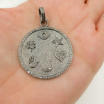 Load image into Gallery viewer, DP417. Diamond & Sterling Silver Circle Lucky Pendant