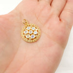 Load image into Gallery viewer, Diamond Sterling Silver Round Flower Pendant with Gemstone