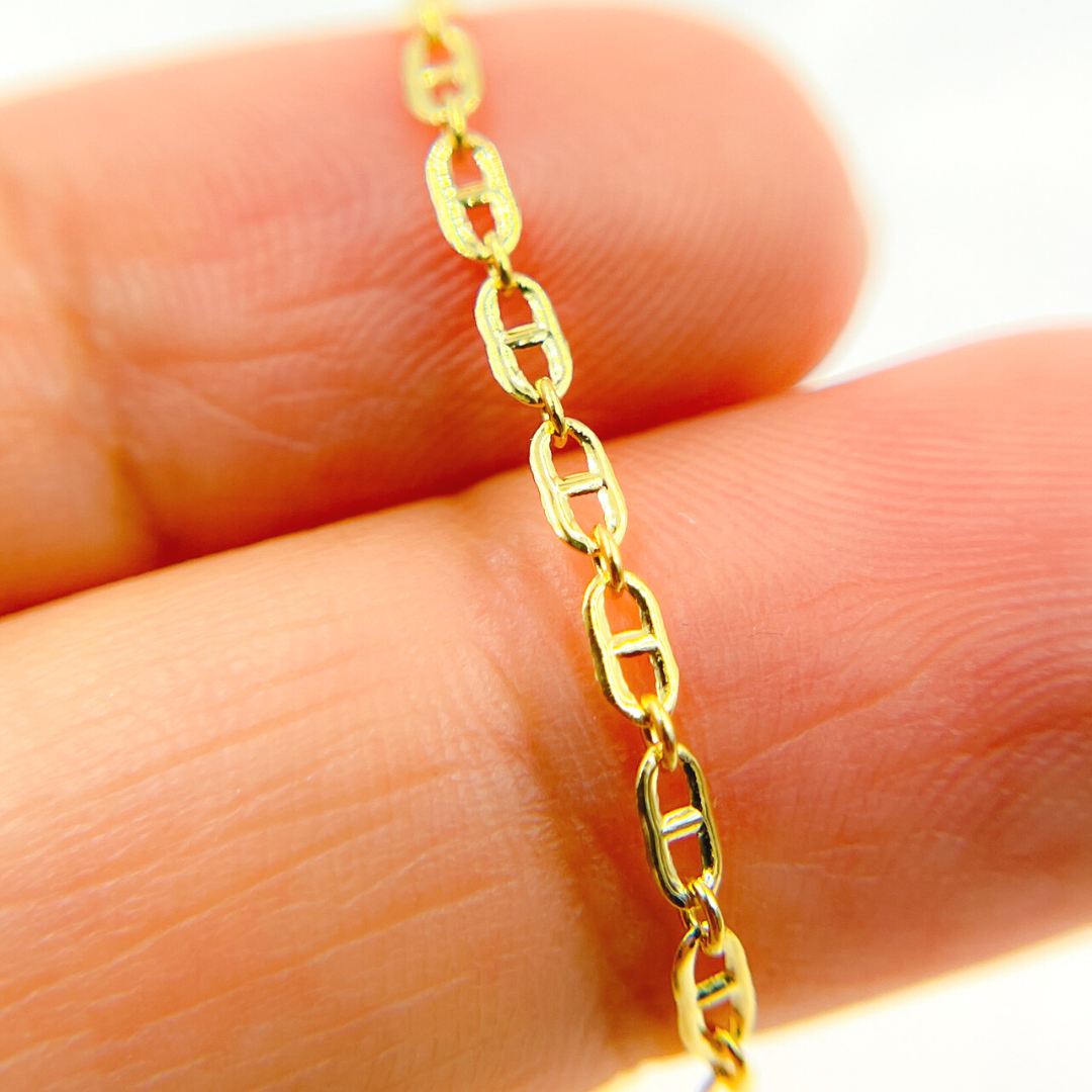 14K Solid Gold Flat Marina Chain