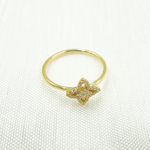Load image into Gallery viewer, 14K Solid Gold Diamond Flower Ring.