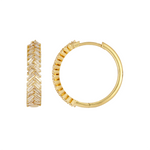 Load image into Gallery viewer, EHI57595. 14K Solid Yellow Gold Diamond Hoop Earrings