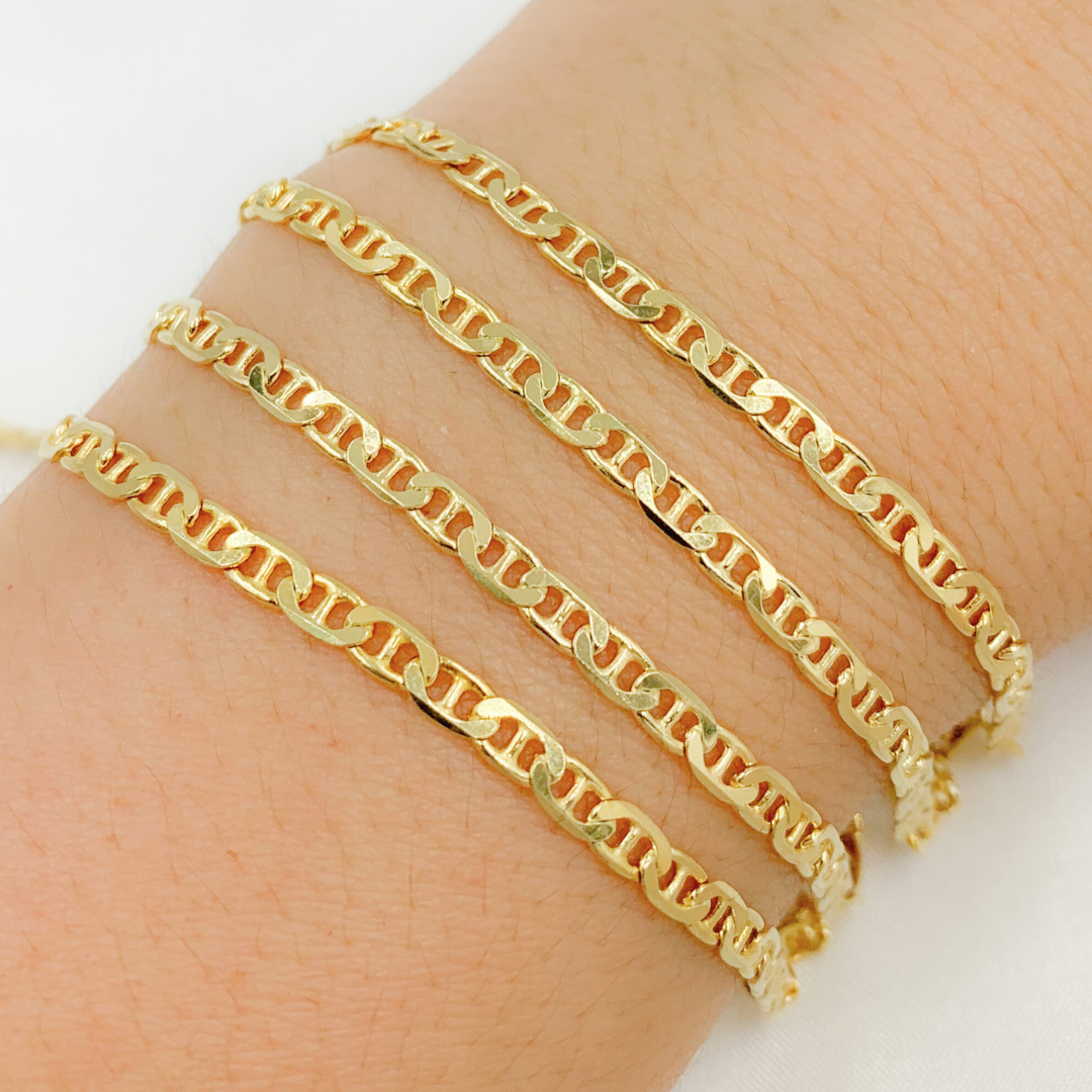 Y65GP. Gold Plated 925 Sterling Silver Flat Marina Chain