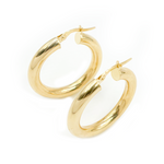 Load image into Gallery viewer, 14K Solid Gold Hollow Smooth Hoop Earrings