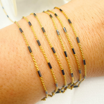 Load image into Gallery viewer, Gold Plated Sterling Silver Satellite Black Rhodium Tube Chain