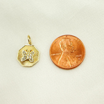 Load image into Gallery viewer, 14K Solid Gold Charm. Hexagon Pendant with Diamonds. GDP357