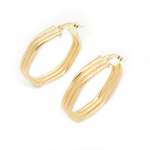 Load image into Gallery viewer, 14K Solid Gold Smooth and Textured Hexagonal Hollow Hoop Earrings