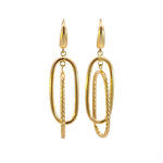Load image into Gallery viewer, 14K Solid Gold Smooth and Textured Tube Hollow Oval Dangle Leverback Earrings