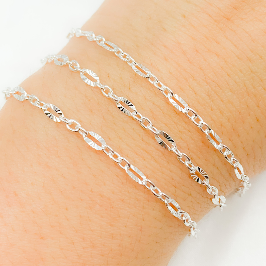 Z104SS. Sterling Silver Diamond Cut & Smooth Oval Link Chain.