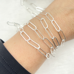 Load image into Gallery viewer, Sterling Silver Paperclip Flat Link Chains