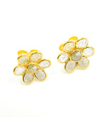 Load image into Gallery viewer, DE030. Diamond Silver Flower Studs