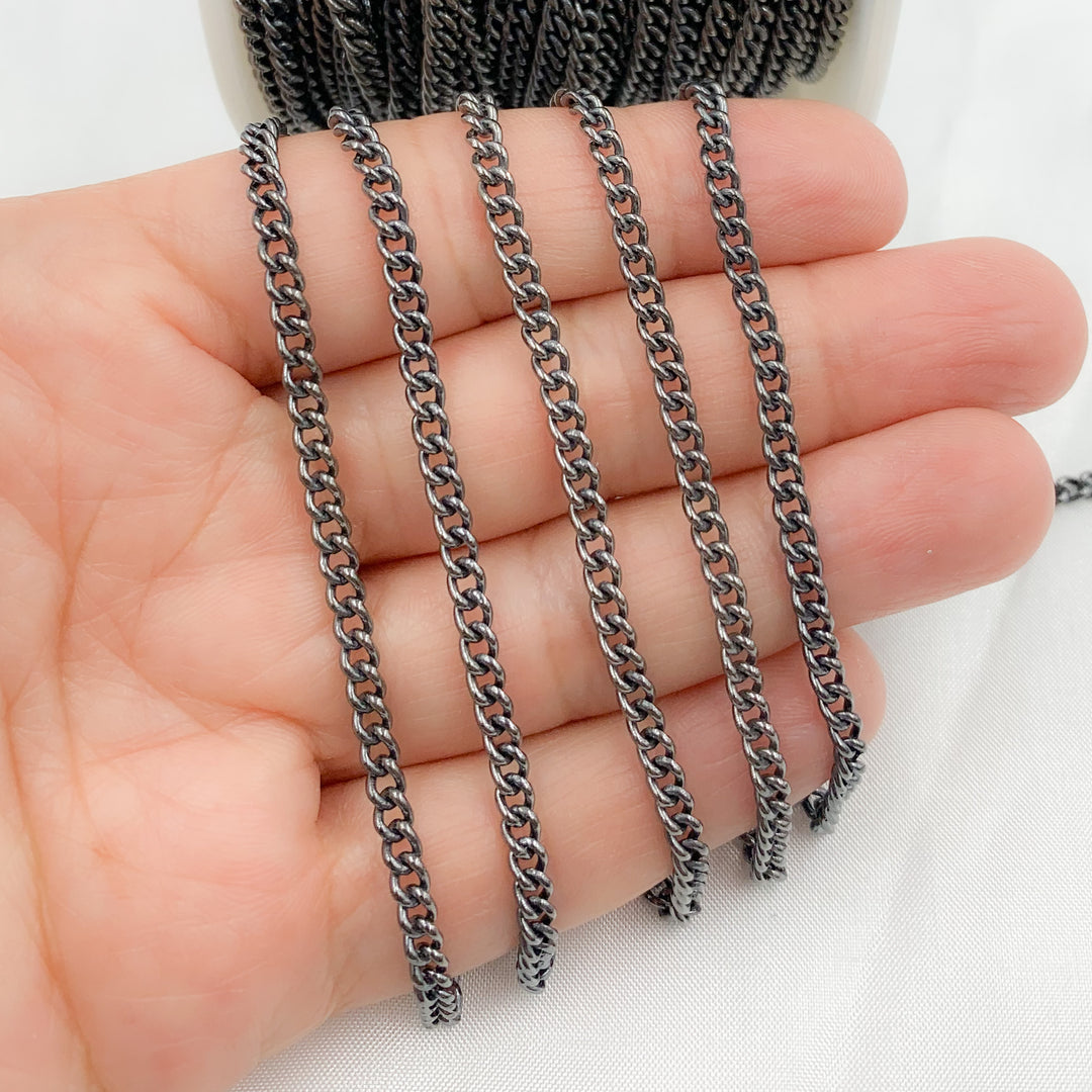 Y1OX. Oxidized Sterling Silver Curb Chain