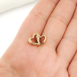 Load image into Gallery viewer, EFA50694. 14K Solid Gold and Diamonds 2 Heart Earrings