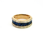 Load image into Gallery viewer, 14k Solid Gold Blue Sapphire and Diamond Eternity Band Ring.