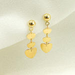 Load image into Gallery viewer, GER118. 14K Solid Gold Dangle Earring with Hearts