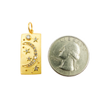 Load image into Gallery viewer, 14K Solid Gold Diamond Rectangle Moon and Star Charm. GDP125