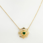 Load image into Gallery viewer, CN96235EM4. 14k Solid Gold Emerald Heart and Diamond Necklace