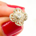 Load image into Gallery viewer, EFI51229. 14k Solid Yellow Gold Diamond Flower Studs