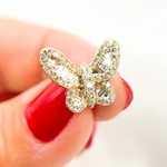 Load image into Gallery viewer, EFL52049. 14k Solid Gold Diamond Butterfly Earrings