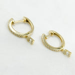 Load image into Gallery viewer, HP400778. 14k Solid Gold Diamond Dangle Hoop Earrings