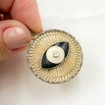 Load image into Gallery viewer, Sterling Silver Round Eye Enamel Pendant with Gemstones