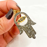 Load image into Gallery viewer, DP049. Diamond Sterling Silver Evil Eye Hamsa Pendant