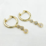 Load image into Gallery viewer, HP400520. 14K Solid Yellow Gold Diamond Hoop with 3 Dangle Circles