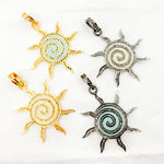 Load image into Gallery viewer, DP378A. Diamond Sterling Silver Sun Enamel Pendant