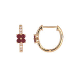 Load image into Gallery viewer, EHC57662. 14K Solid Gold Floral Diamond & Gemstone Hoop Earrings