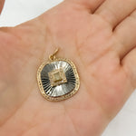 Load image into Gallery viewer, KSG67. 14k Solid Gold and Sterling Silver Black Rhodium Diamond Charm