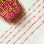 Load image into Gallery viewer, 14k Solid Gold Cable Pink Enamel Chain