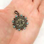 Load image into Gallery viewer, Diamond Sterling Silver Round Compass Pendant with Gemstone