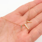 Load image into Gallery viewer, 14K Solid Yellow Gold Diamond Triangle Dangle Necklace
