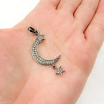 Load image into Gallery viewer, DP594. Diamond Sterling Silver Moon & Dangle Star Pendant