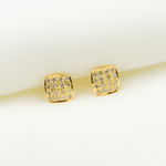 Load image into Gallery viewer, GDT13. 14K Solid Gold and Diamonds Square Earrings