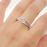 Load image into Gallery viewer, 14K Solid Gold Baguette Statement Diamond Ring.