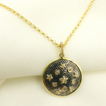 Load image into Gallery viewer, KSG04. Sterling Silver Black Rhodium with Diamonds Circle Shape Charm with Circles and Stars in the Center