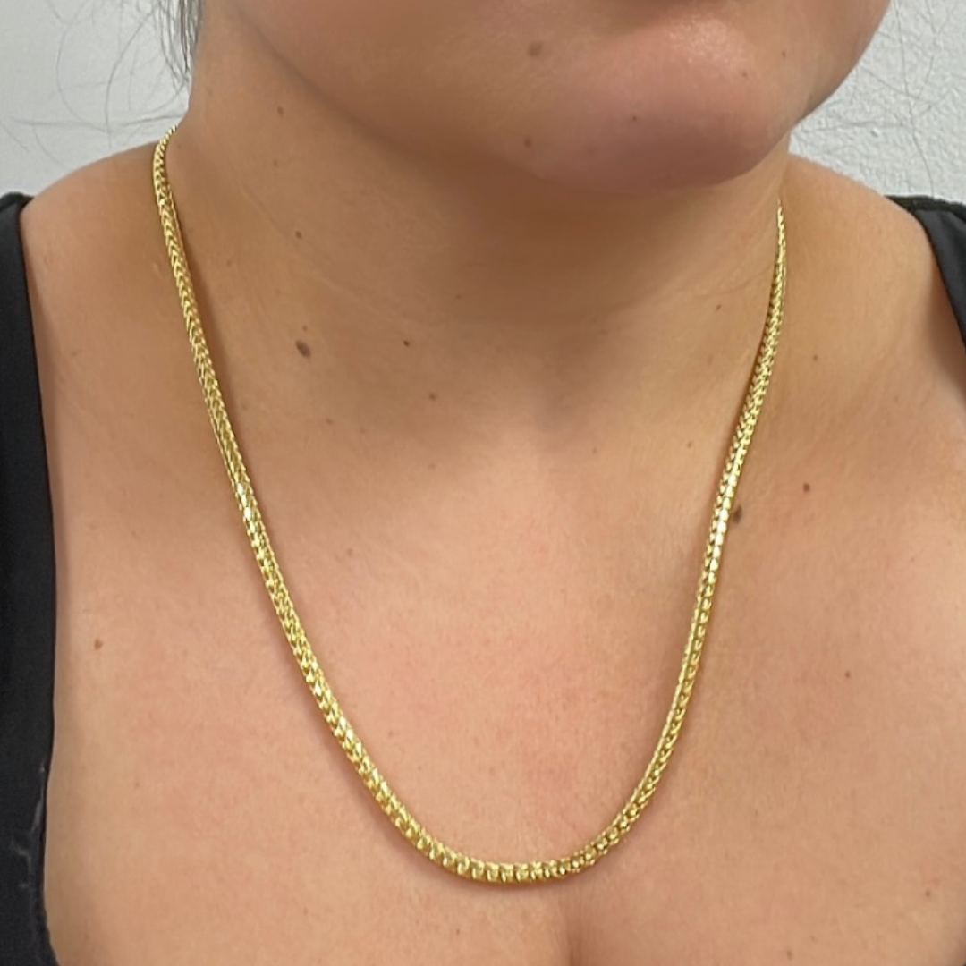 14k Solid Yellow Gold Wheat Chain