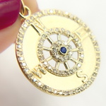 Load image into Gallery viewer, 14K Solid Gold Diamond Compass Circle Charm. GDP433